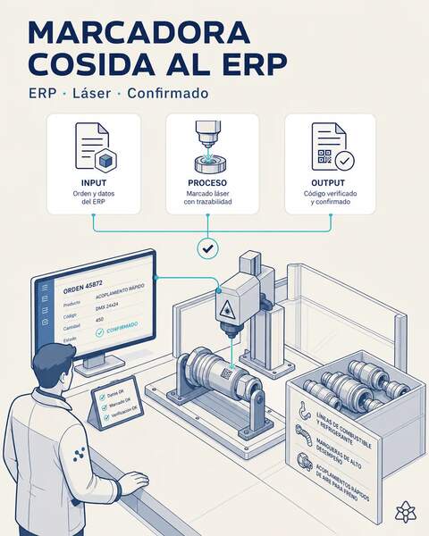 La marcadora láser, cosida al ERP