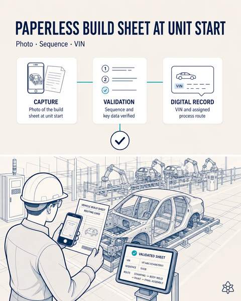 Paperless build sheet at line start