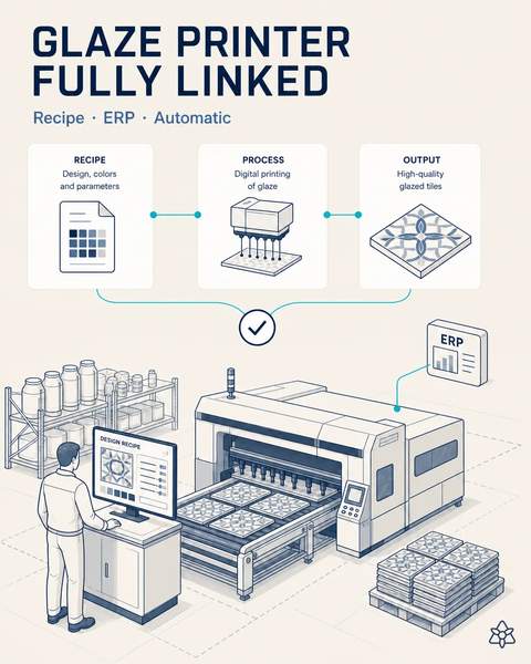 Inkjet glaze printer linked to ERP
