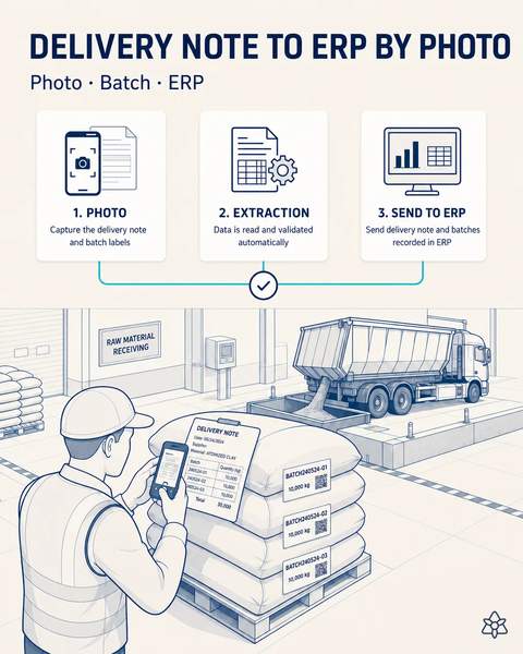 Raw-material delivery note by photo