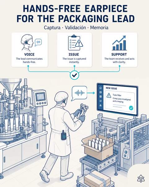 The packaging lead dictates while walking