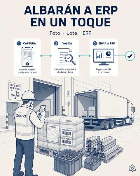 Albarán de componentes con una foto