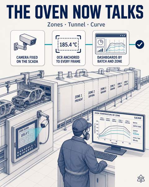 External camera reading the tunnel curing oven's SCADA panel