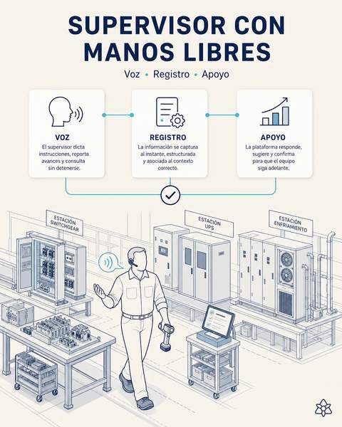El supervisor de línea dicta caminando