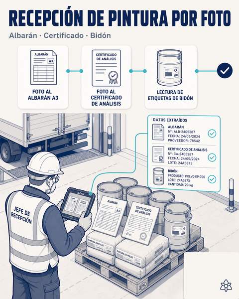 Recepción de pintura al ERP