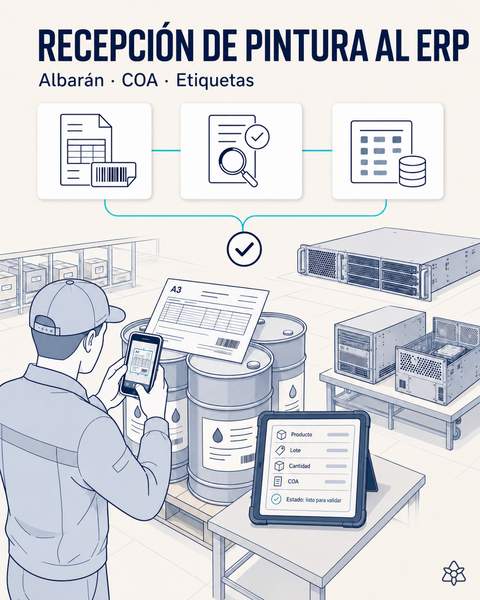 Recepción de pintura al ERP