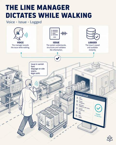 The line manager dictates while walking