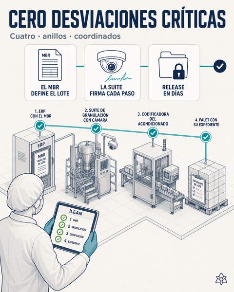 Cero desviaciones críticas y batch-release en días (flagship)