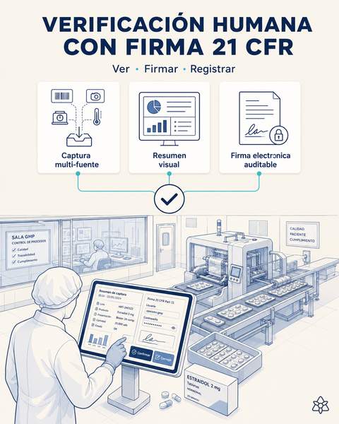 Verificación humana con firma 21 CFR Part 11