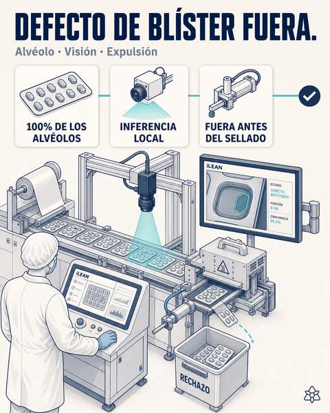 Defecto de blíster expulsado en línea