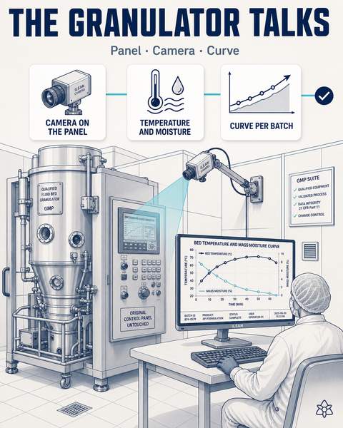 External camera reading the qualified granulator's process curve
