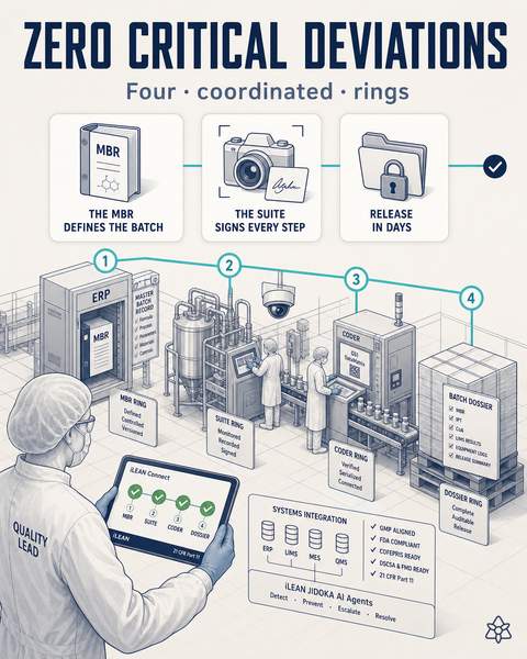 Four verification rings coordinated by Agents at a hormonal pharma site