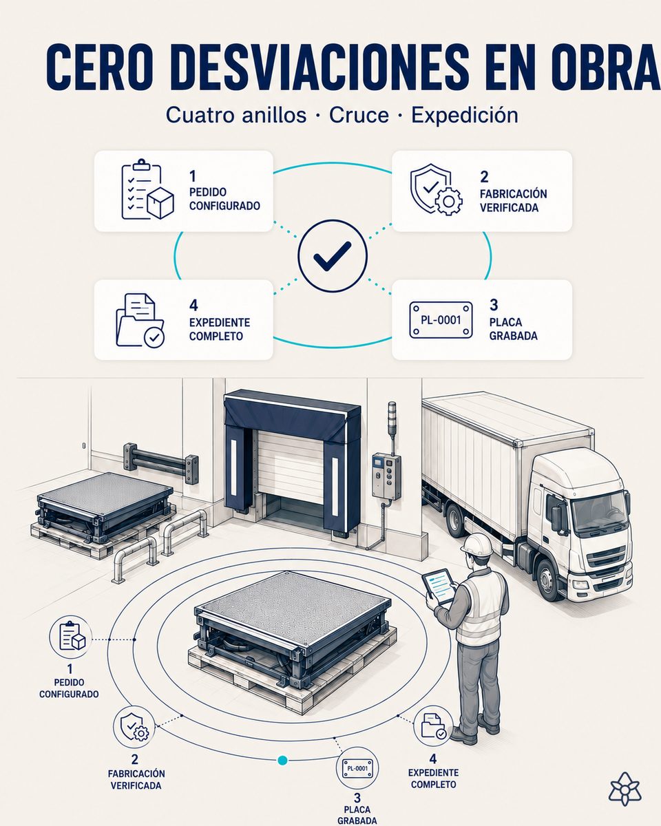 Sala de control de una planta de equipamiento de muelle con los cuatro anillos de verificación iLEAN cruzados sobre una unidad, del pedido configurado al expediente que libera la expedición