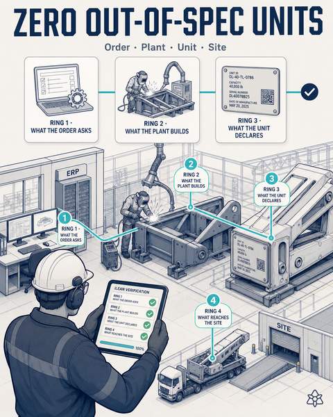 Four iLEAN verification rings cross-checked over a unit before shipping