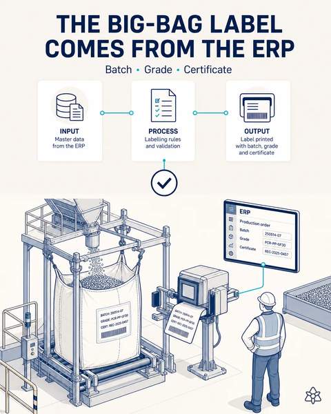 The label is issued from the ERP, not the panel
