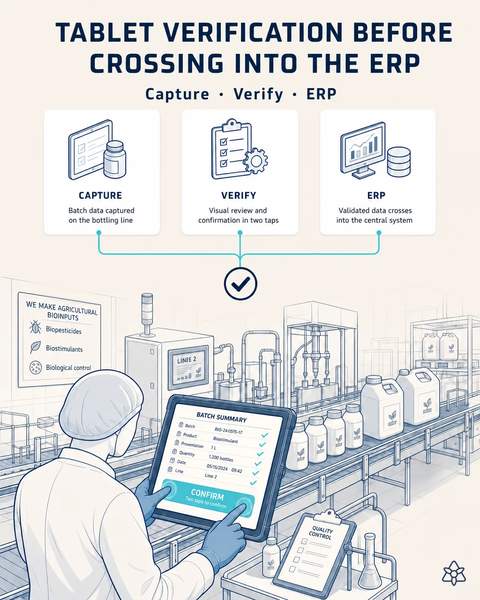 Two-tap check before the ERP