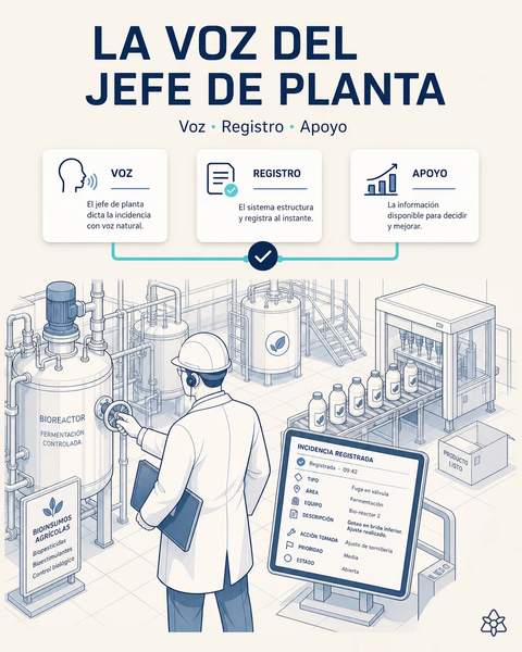 El jefe de planta dicta caminando