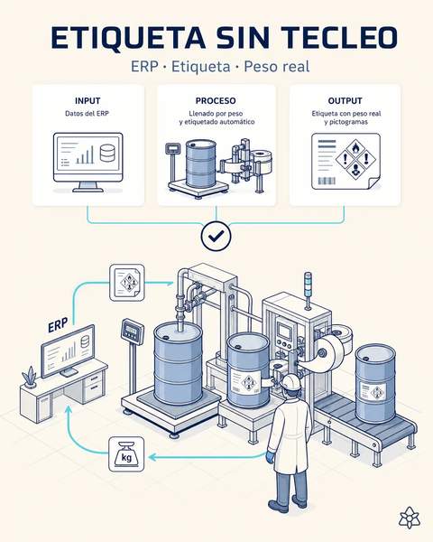 Etiquetadora y báscula cosidas al ERP