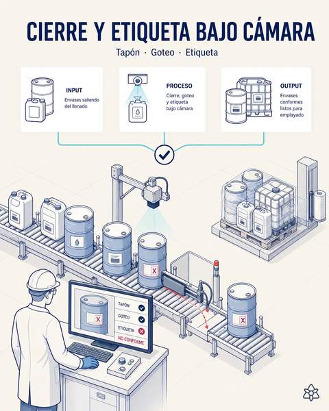 Cierre y etiqueta bajo cámara