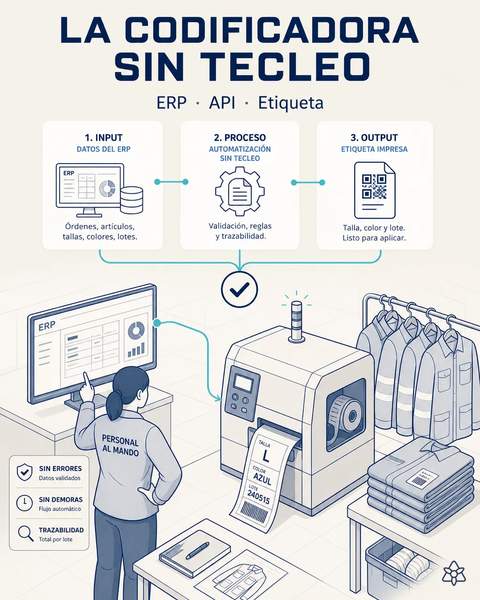 La codificadora, cosida al ERP