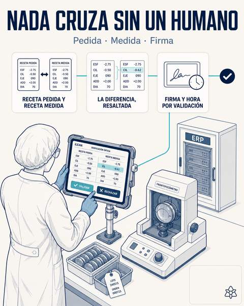 Tableta del puesto enfrentando receta pedida y receta medida