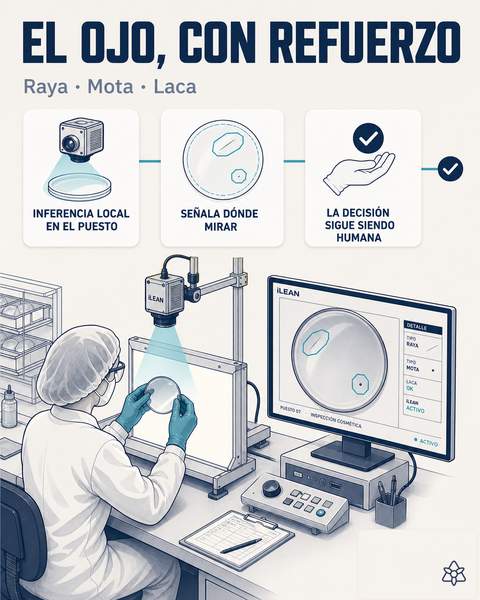 Cámara Edge inspeccionando lentes a la salida de tratamientos