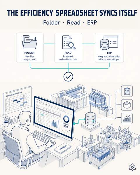 The efficiency spreadsheet syncs to the ERP