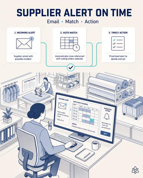 Fabric supplier alerts read on time