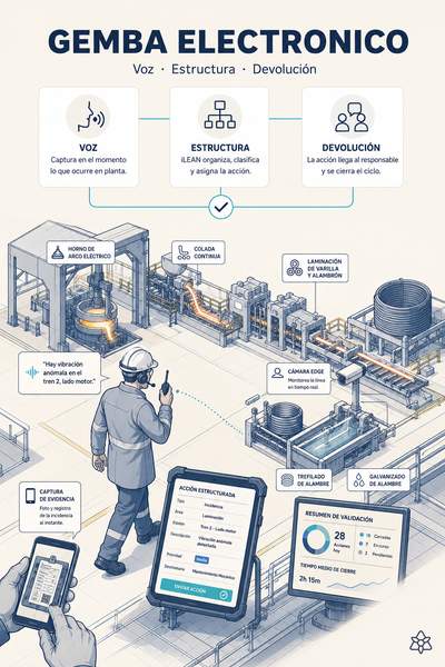 Gemba electrónico con pinganillo